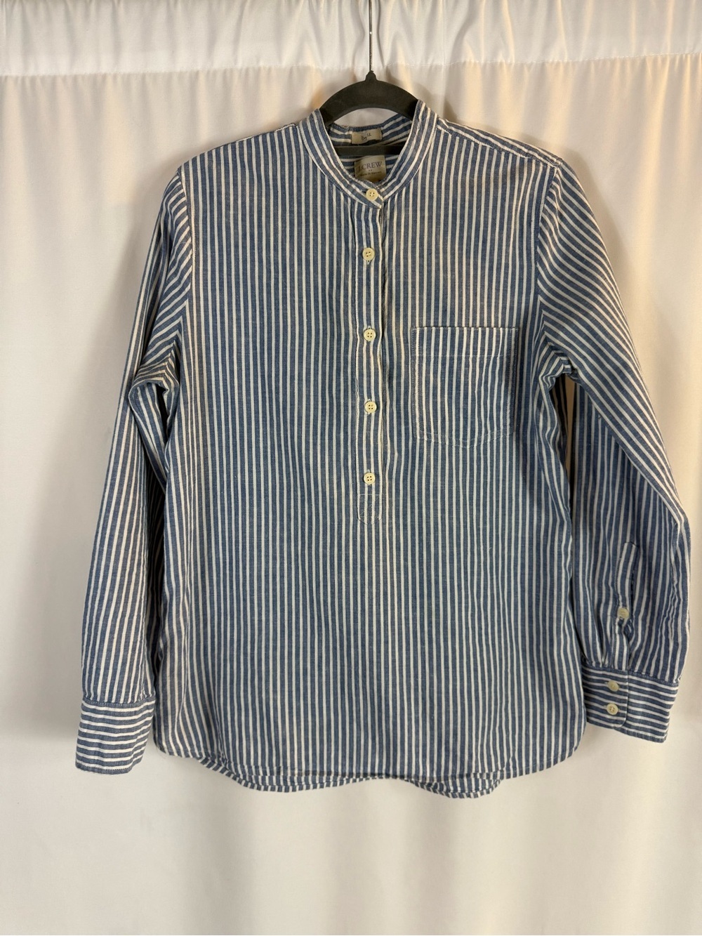 J. Crew boy fit Size: S blue, white Stripe Tunic Blouse Top Women Cotton blend